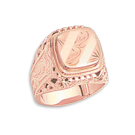 Product image of the product “Men's Ring “Signet Plate with Ornament” in 585 Rose Gold ”