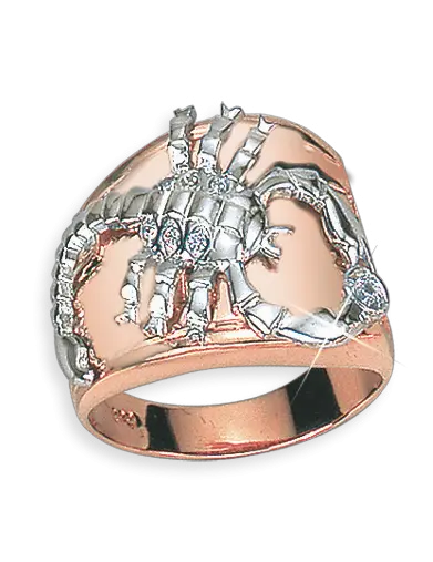 Product image of the product “Men's Ring “Scorpion” in 585 Two-Tone Gold with Cubic Zirconia ”