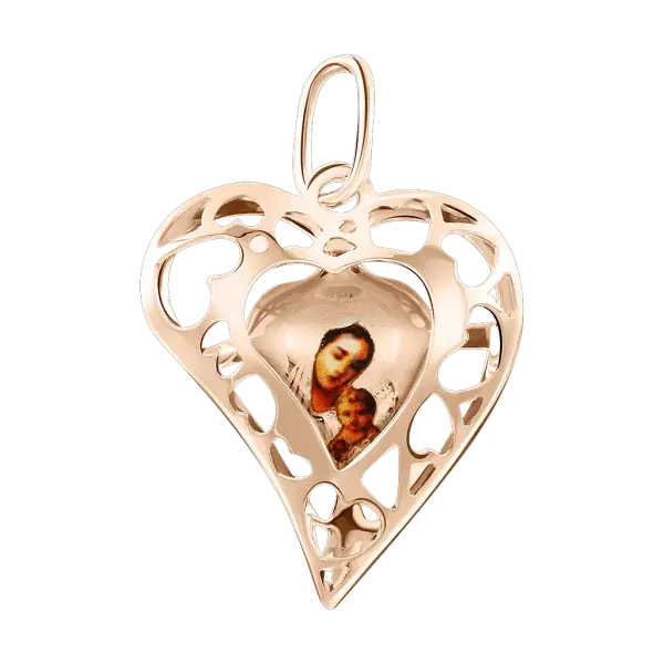 Product image of the product “Icon Pendant “Coloured Openwork Heart” in 585 Rose Gold ”