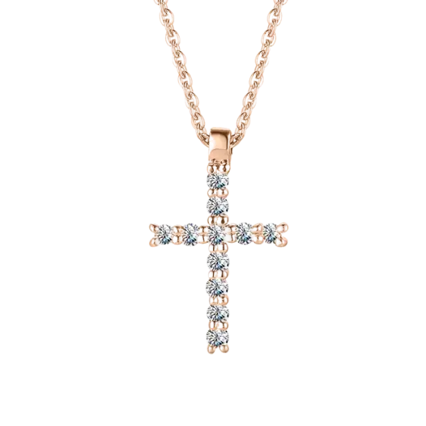 Product image of the product “Chain “Cross with Stones” in 585 Rose Gold with Diamonds ”