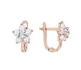 Product image of the product “Children's Drop Earrings “Flower” in 585 Rose Gold with Cubic Zirconia ”