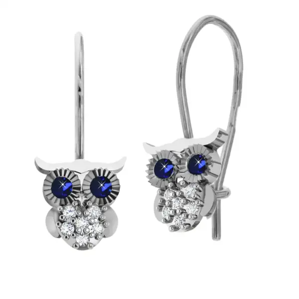 Artikelbild des Artikels “Kinder-Ohrringe „Eule mit blauen Augen“ aus 925 Silber mit Zirkonia “