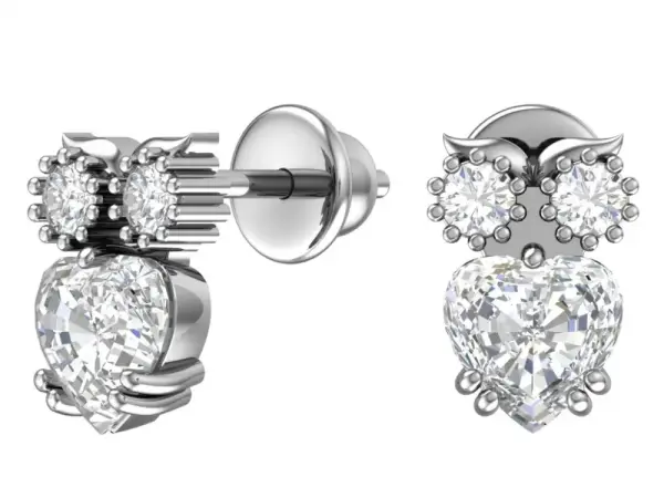 Artikelbild des Artikels “Kinder-Ohrringe „Eule mit Herz“ aus 925 Silber mit Zirkonia, Höhe 10 mm “