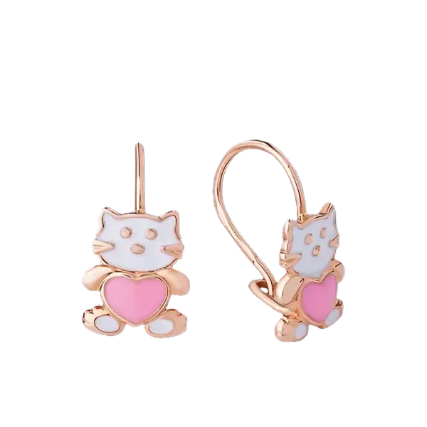 Artikelbild des Artikels “Kinder-Ohrringe „Katze mit Herz“ aus 585 Rotgold “