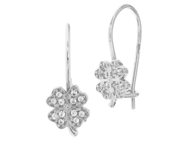 Product image of the product “Children's Earrings “Clover” in 925 Sterling Silver with Cubic Zirconia ”