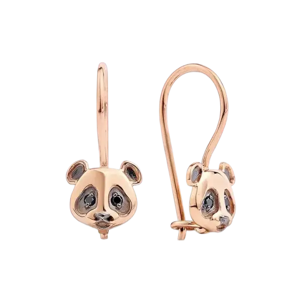 Artikelbild des Artikels “Kinder-Ohrringe „Panda“ aus 585 Rotgold mit Diamanten “