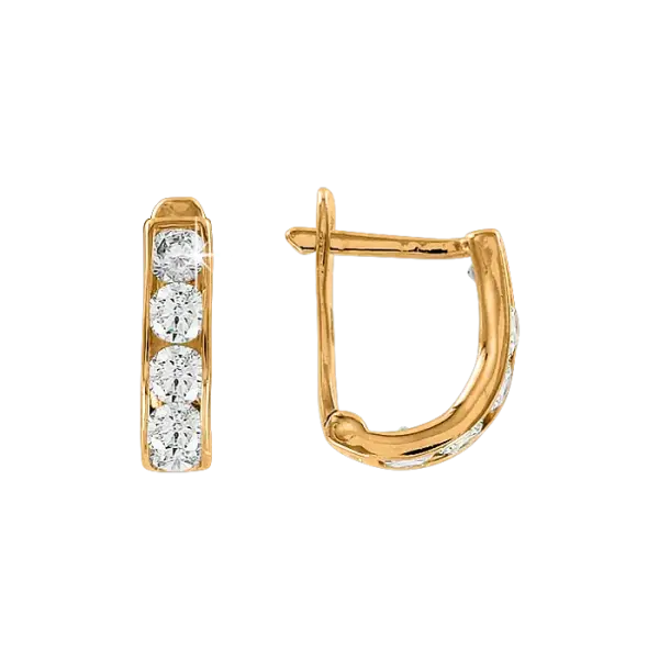 Artikelbild des Artikels “Kinder-Ohrringe „Steinreihe“ aus 585 Gelbgold mit Zirkonia, Höhe 11 mm “