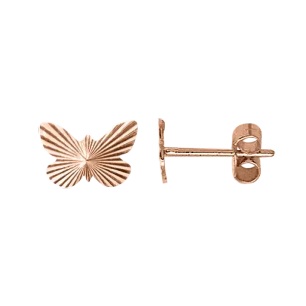Artikelbild des Artikels “Kinder-Ohrstecker „Schmetterling mit Rillen“ aus 585 Rotgold “