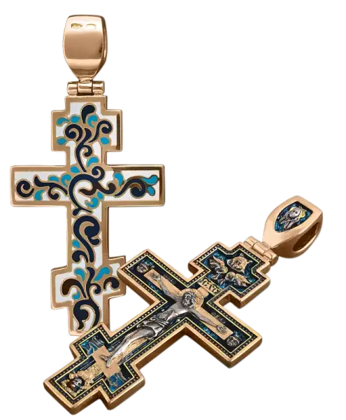 Artikelbild des Artikels “Kreuz-Anhänger „Emaille mit Kruzifix“ aus 925 Silber vergoldet “