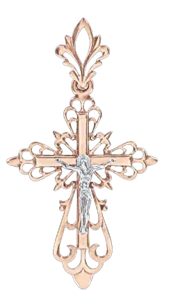Product image of the product “Cross Pendant “Filigree Cross with Fleur-de-Lis Tips” in 585 Two-Tone Gold ”