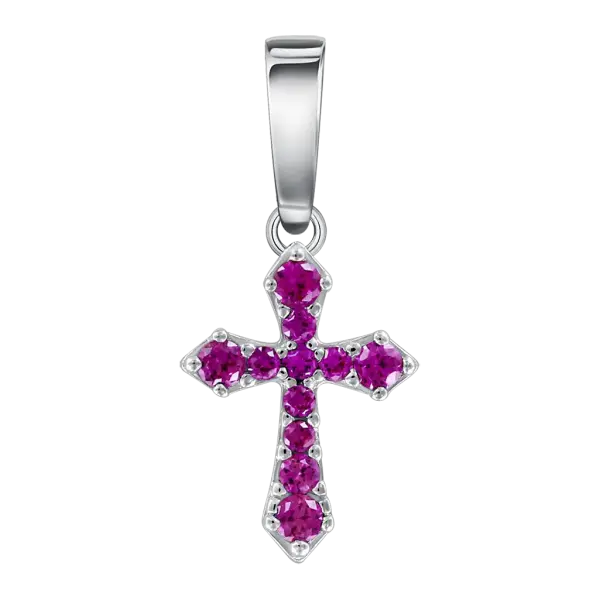 Product image of the product “Cross Pendant “Cross with Pink Stones” in 925 Sterling Silver with Cubic Zirconia ”