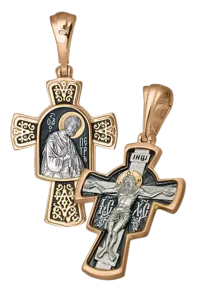 Product image of the product “Cross Pendant “With Saint Relief” in Gold-Plated 925 Sterling Silver ”