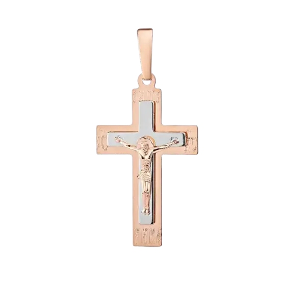 Product image of the product “Cross Pendant “With Crucifix” in 585 Two-Tone Gold, Height 36 mm ”