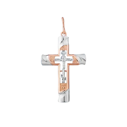 Product image of the product “Cross Pendant “Twisted Stripes with Crucifix” in 585 Two-Tone Gold ”