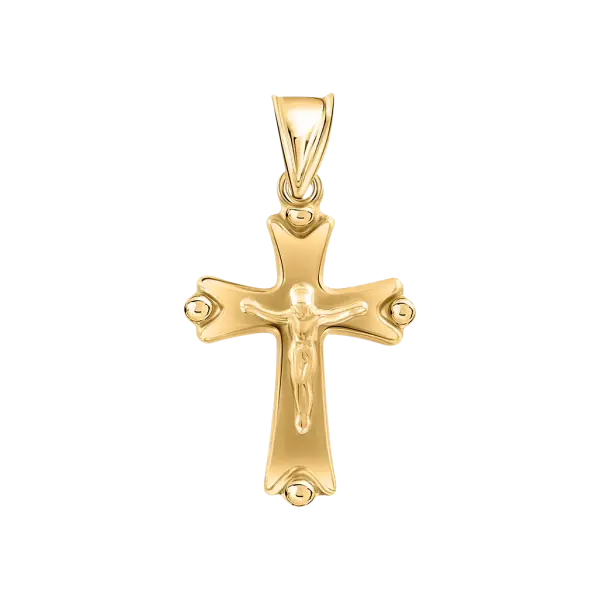 Product image of the product “Cross Pendant “Curved with Crucifix” in 585 Yellow Gold ”