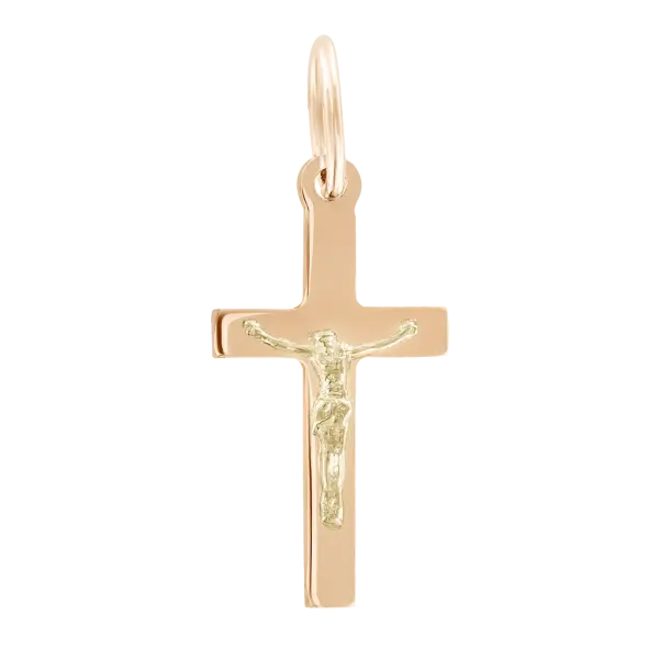 Product image of the product “Cross Pendant “Smooth with Crucifix” in 585 Rose Gold, Height 24 mm ”
