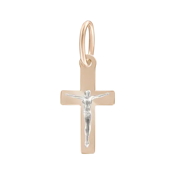 Product image of the product “Cross Pendant “Small with Crucifix” in 585 Rose Gold, Height 23 mm ”
