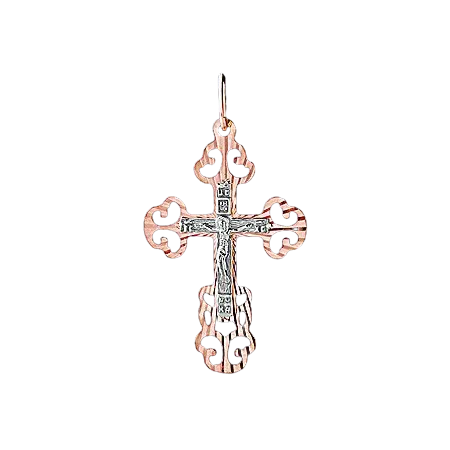 Product image of the product “Cross Pendant “Orthodox Filigree” in 585 Two-Tone Gold, Height 32 mm ”