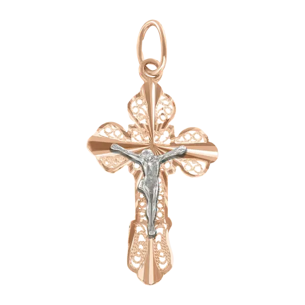 Artikelbild des Artikels “Kreuz-Anhänger „Orthodox filigran“ aus 585 Rotgold, Höhe 48 mm “