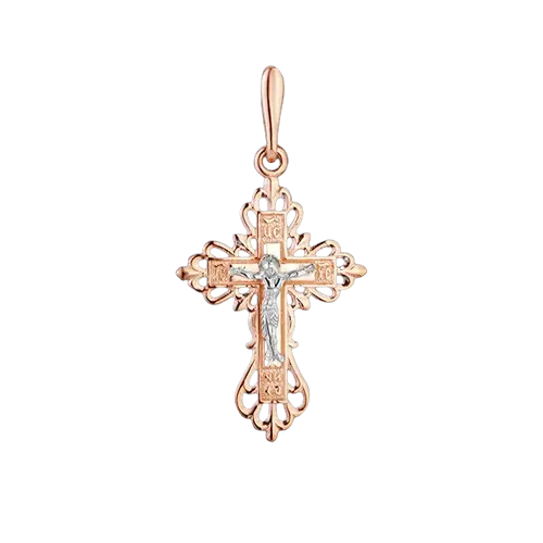 Product image of the product “Cross Pendant “Orthodox Filigree” in 585 Rose Gold, Height 30 mm ”