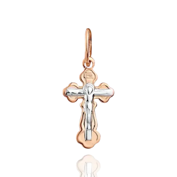 Product image of the product “Cross Pendant “Small Orthodox” in 585 Two-Tone Gold, Height 21 mm ”