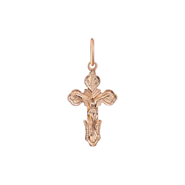 Product image of the product “Cross Pendant “Small Orthodox” in 585 Rose Gold, Height 25 mm ”