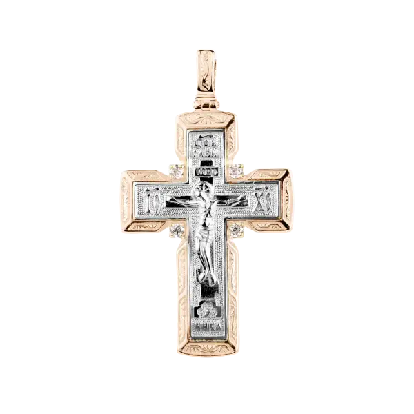 Product image of the product “Cross Pendant “Orthodox with Engraving” in 585 Two-Tone Gold ”