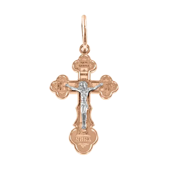 Product image of the product “Cross Pendant “Orthodox with Crucifix” in 585 Rose Gold, Height 27 mm ”