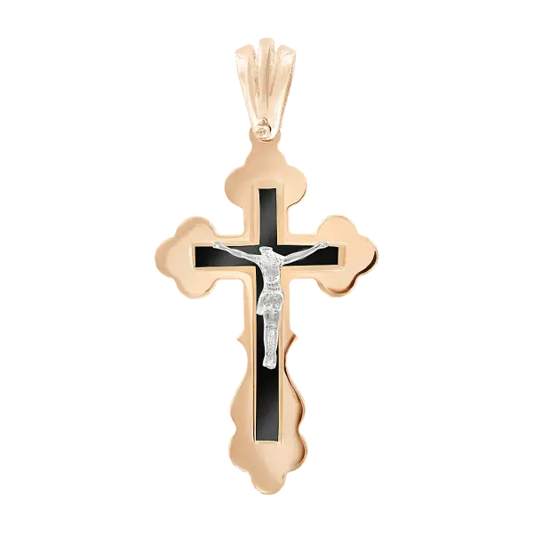 Artikelbild des Artikels “Kreuz-Anhänger „Orthodox mit schwarzem Einsatz“ aus 585 Rotgold “