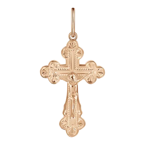 Product image of the product “Cross Pendant “Orthodox Cross with Ornament” in 585 Rose Gold ”