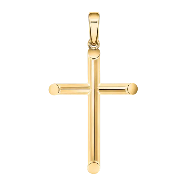 Product image of the product “Cross Pendant “Plain Tube Cross” in 585 Yellow Gold, Height 34 mm ”