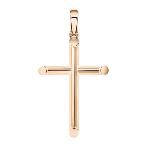 Product image of the product “Cross Pendant “Plain Tube Cross” in 585 Rose Gold, Height 34 mm ”