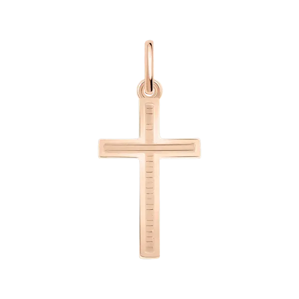 Product image of the product “Cross Pendant “Plain with Grooves” in 585 Rose Gold ”