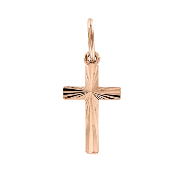 Product image of the product “Cross Pendant “Plain with Rays” in 585 Rose Gold, Height 25 mm ”