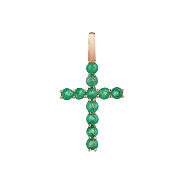 Artikelbild des Artikels “Kreuz-Anhänger „Smaragdreihe“ aus 585 Rotgold mit Smaragd “