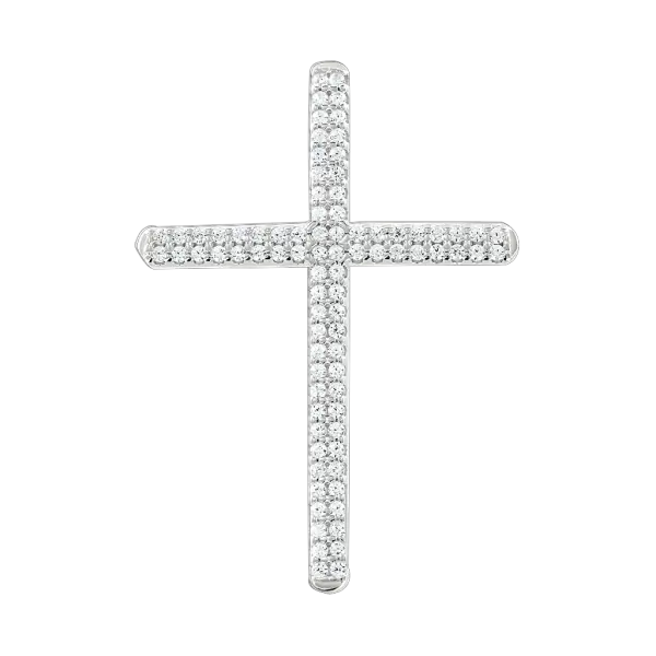 Product image of the product “Cross Pendant “Dense Stone Row” in 925 Sterling Silver with Cubic Zirconia ”