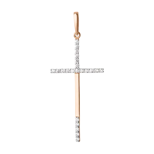 Product image of the product “Cross Pendant “Stone Row with Shank” in 585 Two-Tone Gold with Cubic Zirconia ”