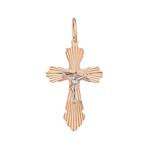Product image of the product “Cross Pendant “Rays with Crucifix” in 585 Two-Tone Gold ”