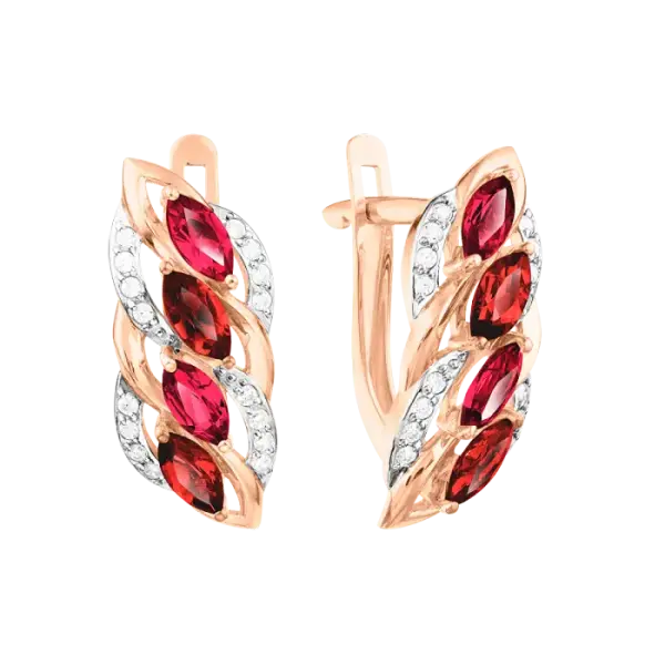 Artikelbild des Artikels “Ohrhänger „Ährenkranz“ aus 585 Rotgold mit Zirkonia und Granat “