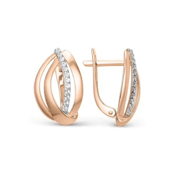 Product image of the product “Drop Earrings “Double Arch with Row of Stones” in 585 Rose Gold with Cubic Zirconia ”