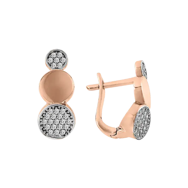 Product image of the product “Drop Earrings “Three Discs” in 585 Rose Gold with Cubic Zirconia ”
