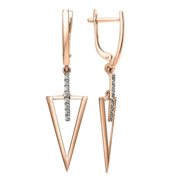 Product image of the product “Drop Earrings “Triangle with Stone Row” in 585 Rose Gold with Cubic Zirconia ”
