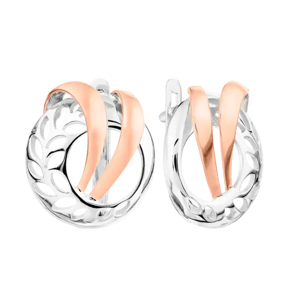 Product image of the product “Drop Earrings “Openwork Rings with Arches” in 585 Two-Tone Gold ”
