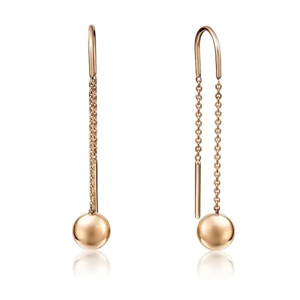 Product image of the product “Drop Earrings “Threader with Ball” in 585 Rose Gold, Height 40 mm ”