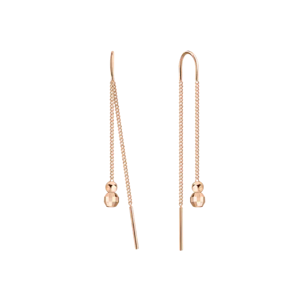 Product image of the product “Drop Earrings “Threader with Ball” in 585 Rose Gold, Height 50 mm ”