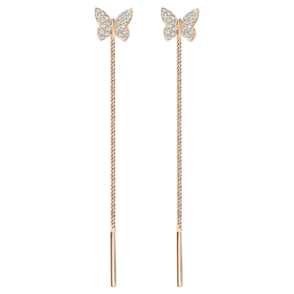 Artikelbild des Artikels “Ohrhänger „Durchzieher mit Schmetterling“ aus 585 Rotgold mit Zirkonia “