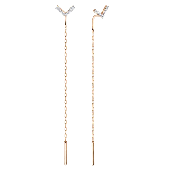 Product image of the product “Drop Earrings “Threader with V” in 585 Rose Gold with Cubic Zirconia ”