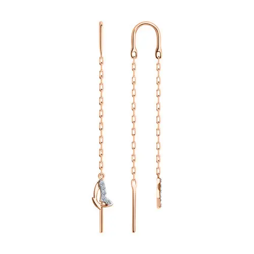 Product image of the product “Drop Earrings “Small Shoe with Stones” in 585 Rose Gold with Cubic Zirconia ”