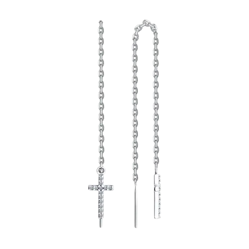 Artikelbild des Artikels “Ohrhänger „Kreuz mit Steinen an Kette“ aus 925 Silber mit Zirkonia “