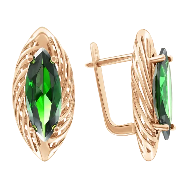 Artikelbild des Artikels “Ohrhänger „Navette mit Seilrand“ aus 585 Rotgold mit Zirkonia, Höhe 27 mm “